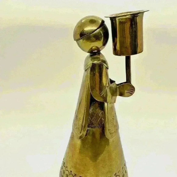 Other - Bishop /‎ Acolyte Stamped Brass Candle Holder Mexico 6.25” Unique Rare